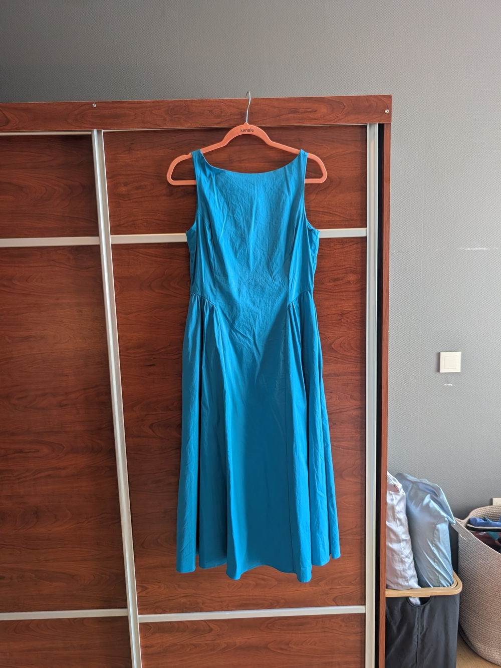 Sleeveless Teal Blue A-Line Midi Dress